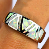 Boho Fire Opal Stone Ring Silver Wedding Jewelry