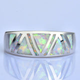 Boho Fire Opal Stone Ring Silver Wedding Jewelry