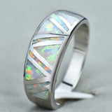 Boho Fire Opal Stone Ring Silver Wedding Jewelry