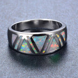 Boho Fire Opal Stone Ring Silver Wedding Jewelry