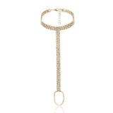 Boho Crystal Anklet Bracelet Rhinestone Foot Chain Toe Ring Barefoot Sandal