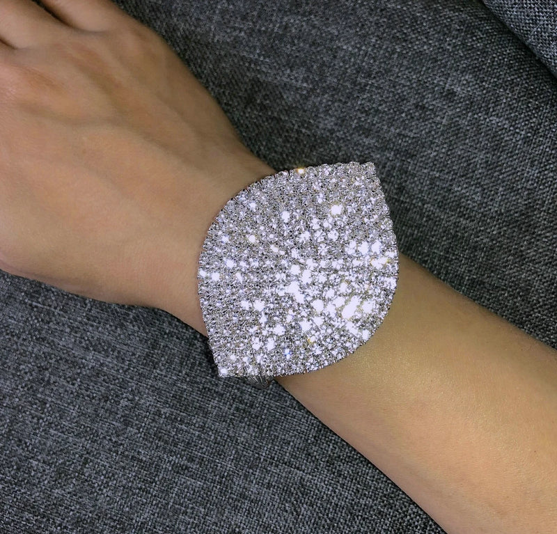 Boho Rhinestone Bangle Bracelet Crystal Nightclub Cuff