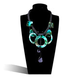Boho Geometric Resin Tag Necklace Ethnic Pendant Choker