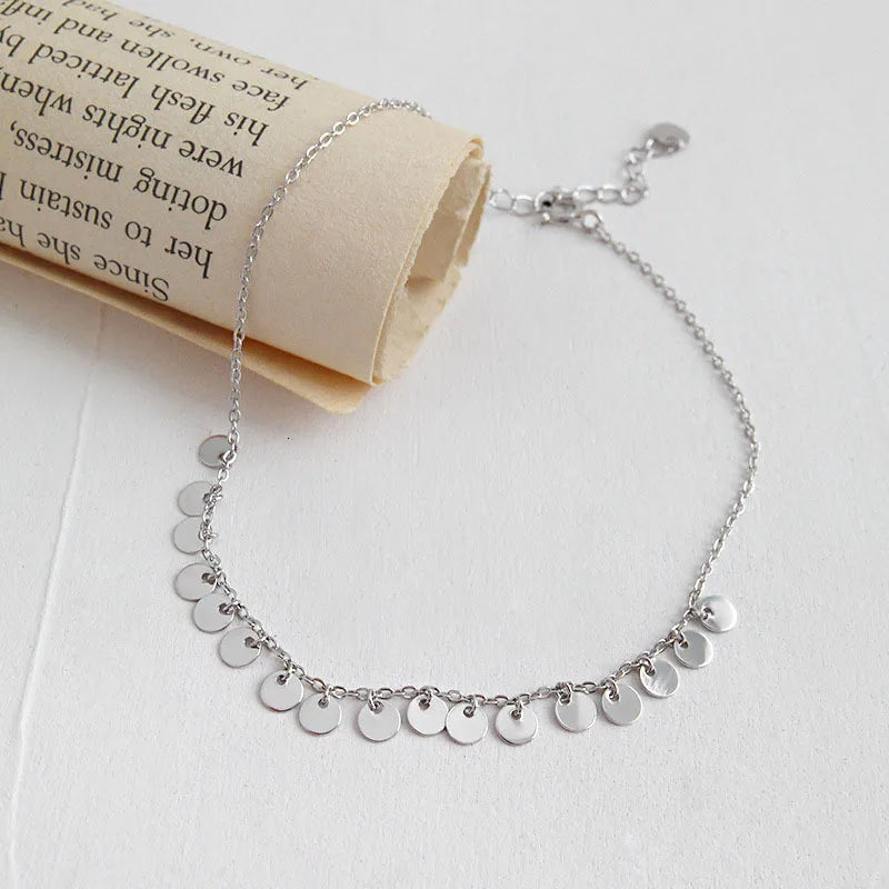 Boho Silver Anklet Chain for Women Foot Jewelry
