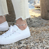 Boho Silver Anklet Chain for Women Foot Jewelry