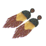 Boho Glass Beads Tassel Earrings for Women Ethnic Retro Jewelry