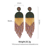 Boho Glass Beads Tassel Earrings for Women Ethnic Retro Jewelry
