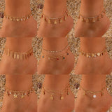 Boho Chain Ankle Bracelet with Crystal Pearl Bear Pendant Anklet Set