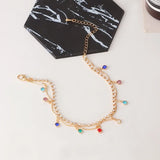Boho Chain Ankle Bracelet with Crystal Pearl Bear Pendant Anklet Set