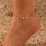 Boho Chain Ankle Bracelet with Crystal Pearl Bear Pendant Anklet Set