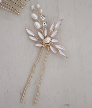 Boho Leaf Bridal Hair Comb Wedding Headband Hair Accessories Freshwater Pearls