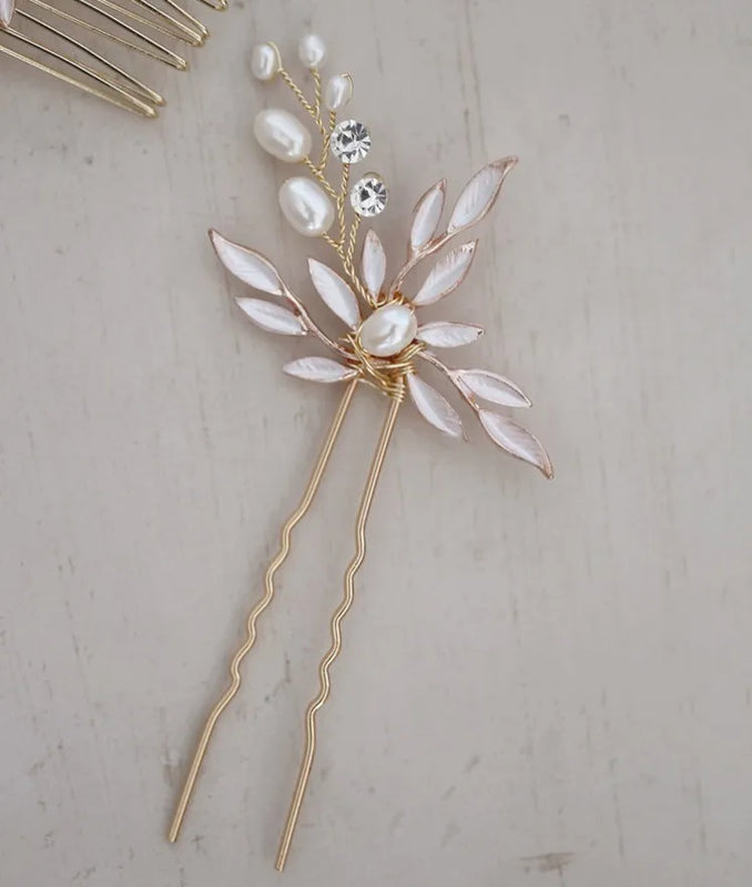 Boho Leaf Bridal Hair Comb Wedding Headband Hair Accessories Freshwater Pearls