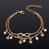 Boho Star Infinity Anklets Multilayer Foot Chain for Women Beach Jewelry