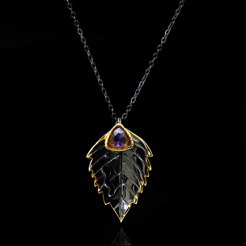 Boho Gothic Zircon Pendant Necklace 925 Silver Jewelry