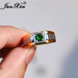 Boho Green Stone Crystal Wedding Ring Yellow Zircon Engagement Ring