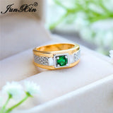 Boho Green Stone Crystal Wedding Ring Yellow Zircon Engagement Ring