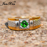 Boho Green Stone Crystal Wedding Ring Yellow Zircon Engagement Ring