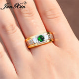 Boho Green Stone Crystal Wedding Ring Yellow Zircon Engagement Ring