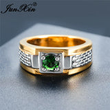Boho Green Stone Crystal Wedding Ring Yellow Zircon Engagement Ring
