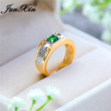 Boho Green Stone Crystal Wedding Ring Yellow Zircon Engagement Ring