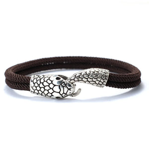 Boho 4mm Rope Bracelet Antique Silver Snake Brass Bracelet