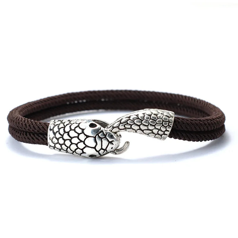 Boho 4mm Rope Bracelet Antique Silver Snake Brass Bracelet