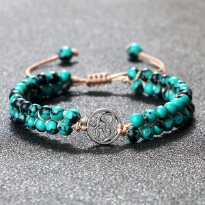 Boho Beaded Bracelet Natural Stone OM Tree Of Life Pendant Charm Yoga Jewelry