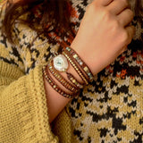 Boho Stone Leather Wrap Bracelet for Women
