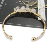 Boho Natural Stone Wrap Bracelet Adjustable Open Cuff Bangle