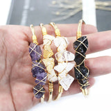 Boho Natural Stone Wrap Bracelet Adjustable Open Cuff Bangle