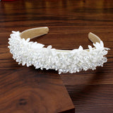 Boho Pink Flower Bridal Hairbands Crystal Beads Wedding Headbands For Women