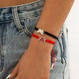 Boho Woven Bracelet Set Heart Shell Couple Bracelet Set