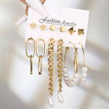 Boho Heart Pearl Tassel Dangle Earrings Set Wedding Jewelry