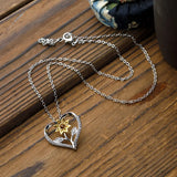 Boho Heart Rhinestones Sunflower Pendant Necklace