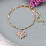 Boho Heart Anklets Rhinestone Chain Love Ankle Bracelets