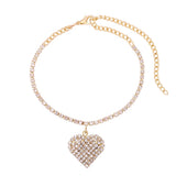 Boho Heart Anklets Rhinestone Chain Love Ankle Bracelets
