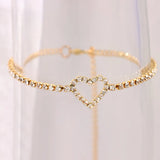 Boho Heart Anklets Rhinestone Chain Love Ankle Bracelets