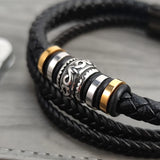 Boho Braided Rope Leather Bracelet Stainless Steel Men Bangle Christmas Gift