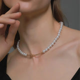 Boho Pearl Chain Necklace for Women Choker Collar Wedding Jewelry Gift