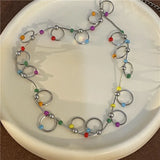 Boho Rainbow Beads Necklace Choker Ethnic Torques DIY Accessories