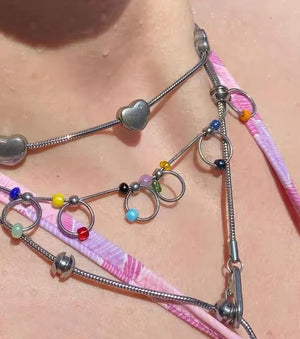 Boho Rainbow Beads Necklace Choker Ethnic Torques DIY Accessories