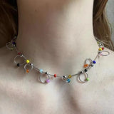 Boho Rainbow Beads Necklace Choker Ethnic Torques DIY Accessories