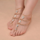 Boho Crystal Bare Foot Anklet, Beach Charm Bracelet