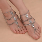 Boho Crystal Bare Foot Anklet, Beach Charm Bracelet