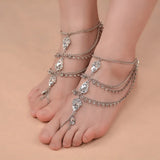 Boho Crystal Bare Foot Anklet, Beach Charm Bracelet