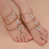 Boho Crystal Bare Foot Anklet, Beach Charm Bracelet