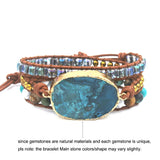 Boho Bracelet Mixed Natural Stones Leather Wrap Bracelet