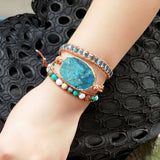 Boho Bracelet Mixed Natural Stones Leather Wrap Bracelet