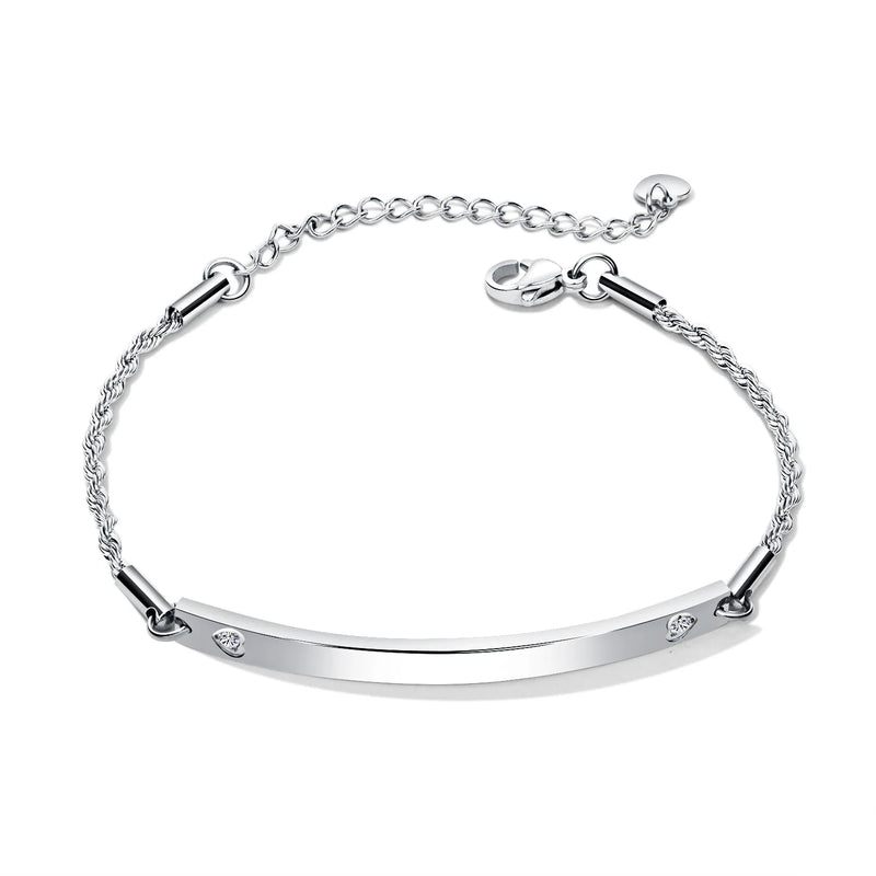 Boho Titanium Steel Engrave Name Bracelets for Women Girls Chain Fine Jewelry