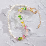 Boho Kpop Stone Pearl Chain Necklace Wedding Collar Y2K Accessories